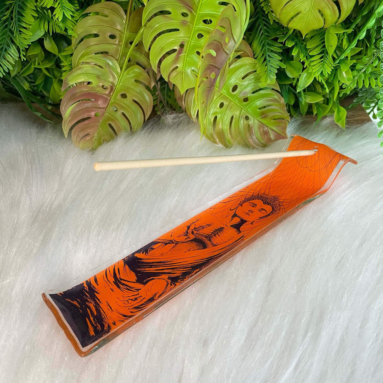 Incensario Vidro Buddha Laranja 5x23 imagem 2