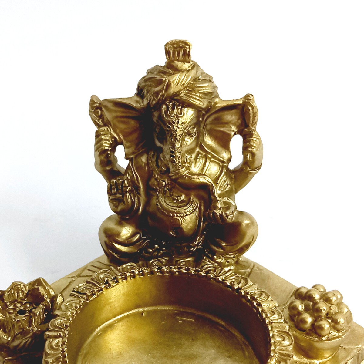 Porta Vela/Incensário em Resina Ganesha Dourado Sem Brilho 8cm imagem 3