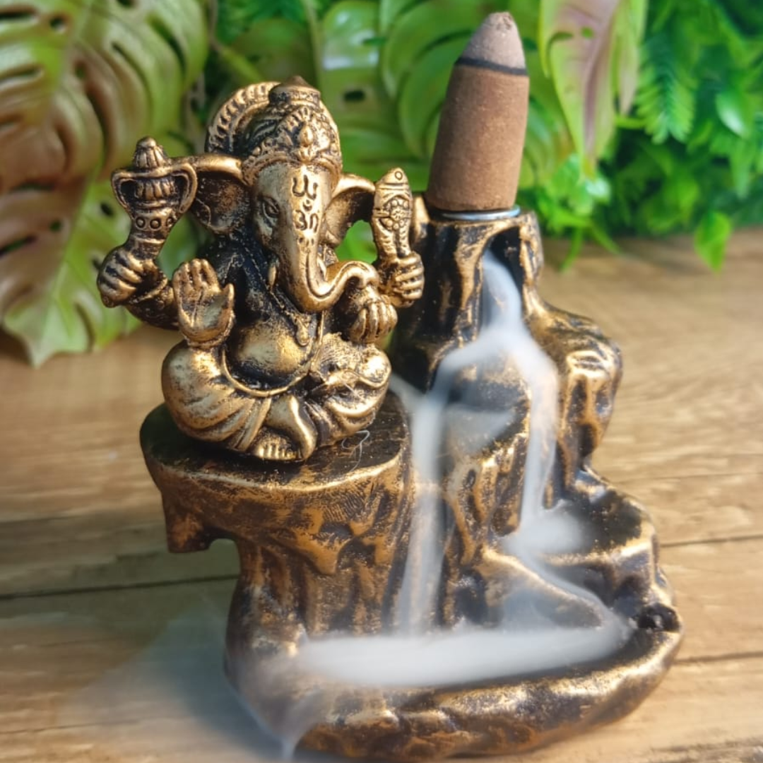 Incensário Cascata Dourado - Ganesha Pequeno imagem 3