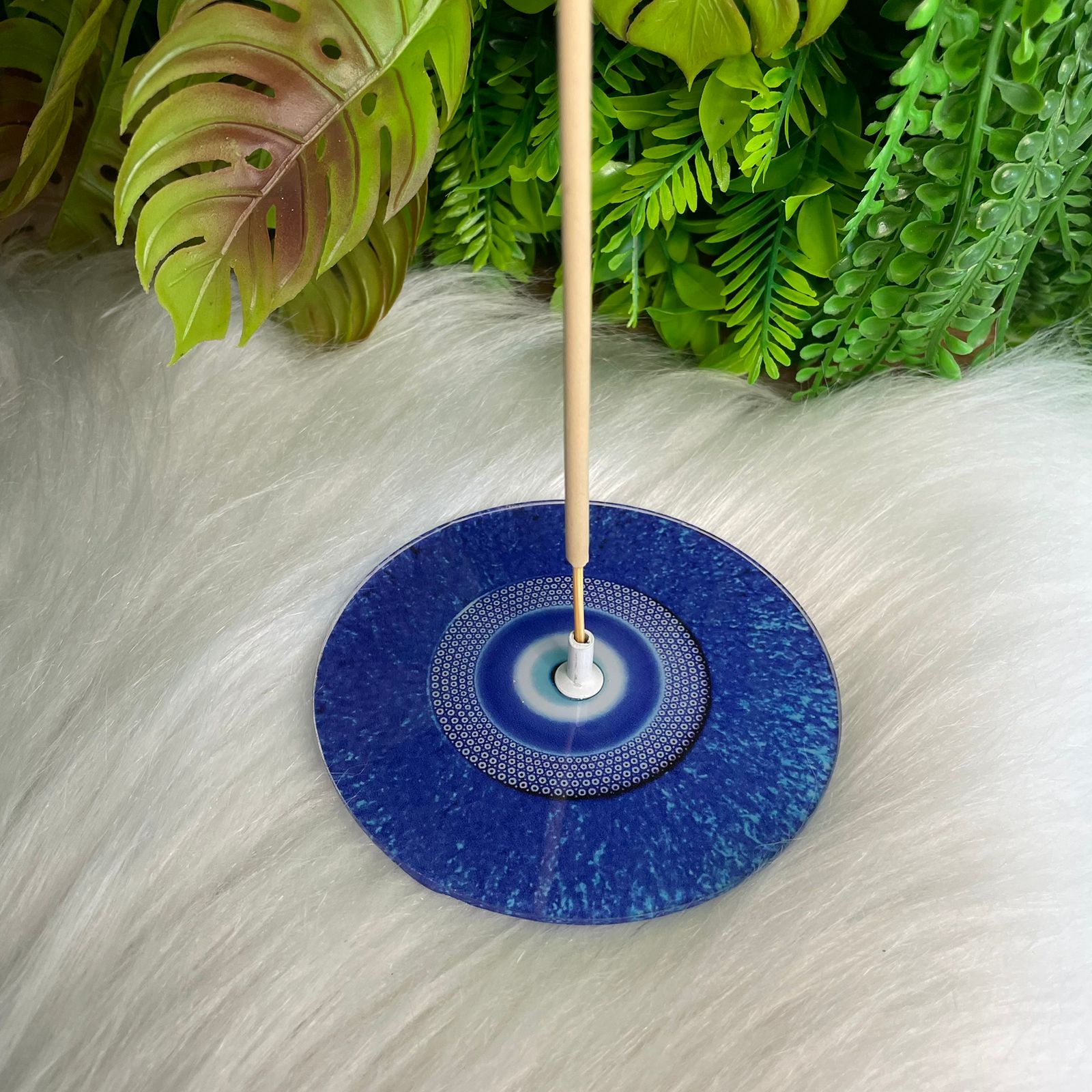 Incensário de Vidro Redondo - Mandala Azul Escuro imagem 2