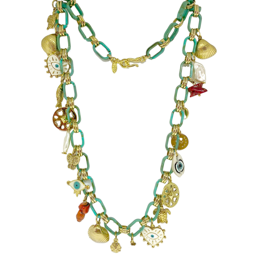 COLAR VERDE C/ PINGENTES - Parcele em até 4x sem juros