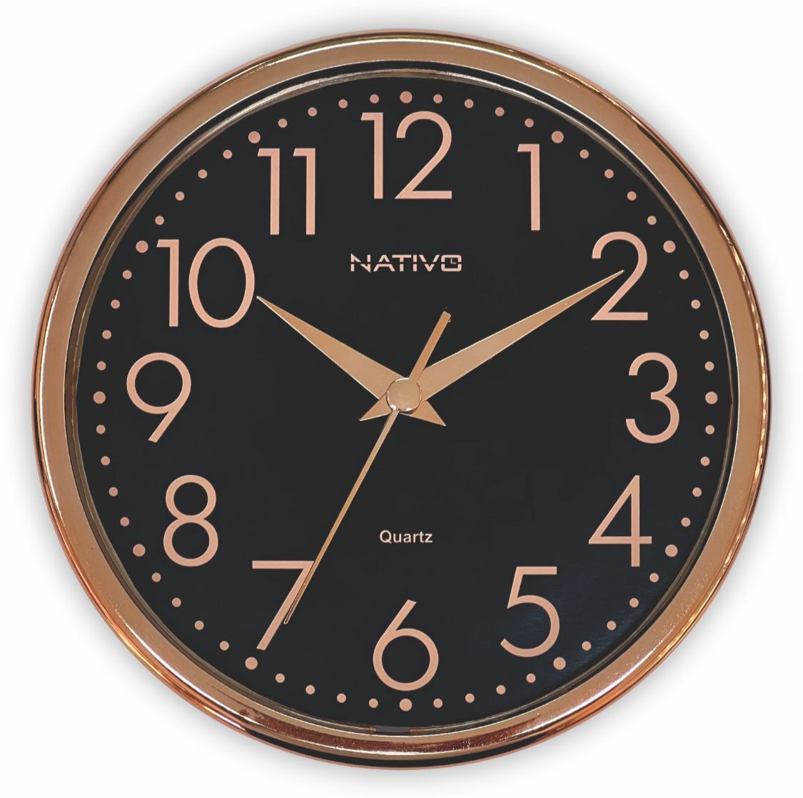 RELÓGIO DE PAREDE REDONDO ROSE GOLD 22,5cm NATIVO - Relox Relógios
