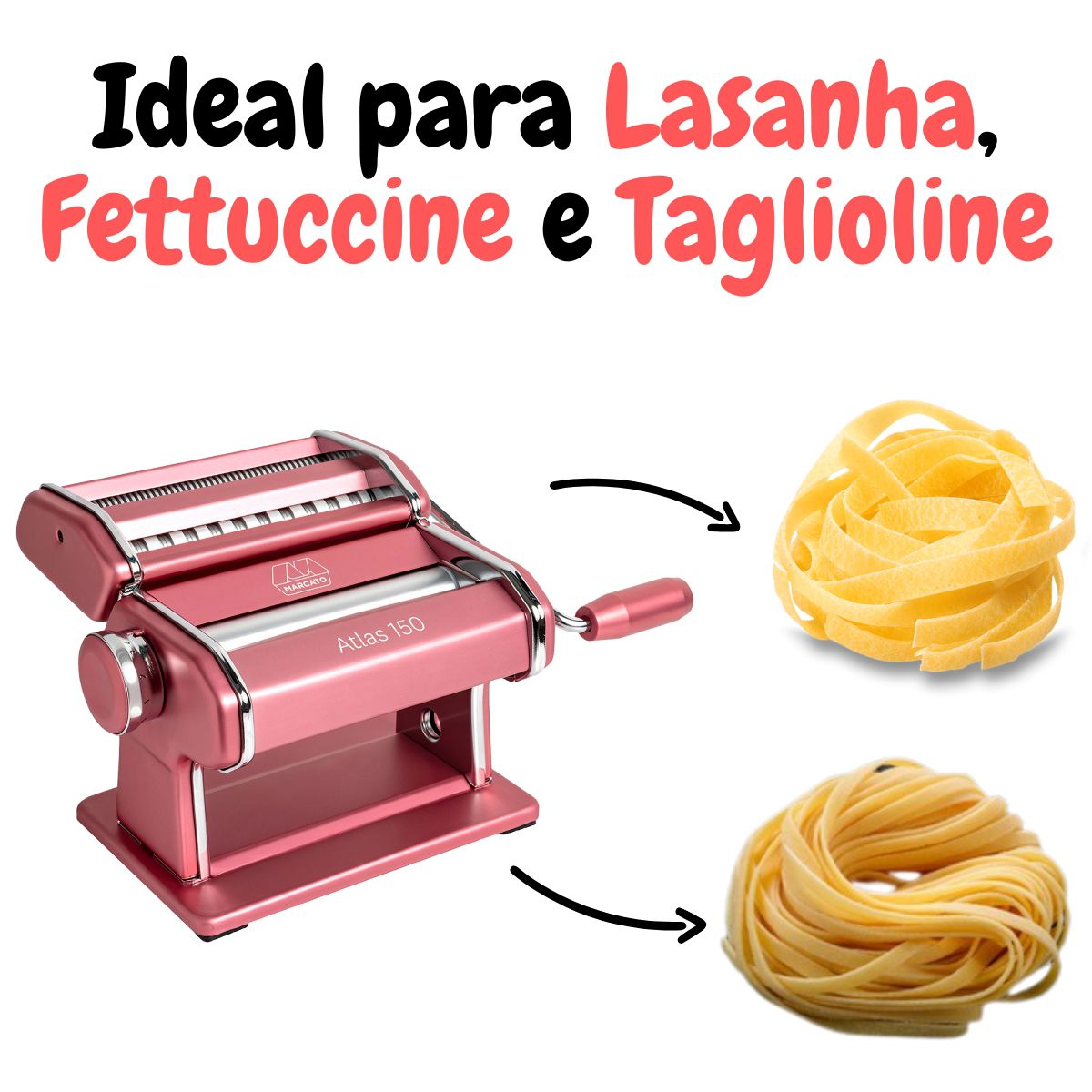 Máquina De Macarrão E Massa Cilindro Inox Marcato Atlas 150 Importada ...