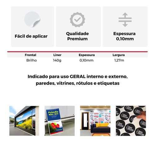 Rolo Vinil Adesivo Premium 0,10 Impressão Digital 1,27x50m - FIXCOM ...