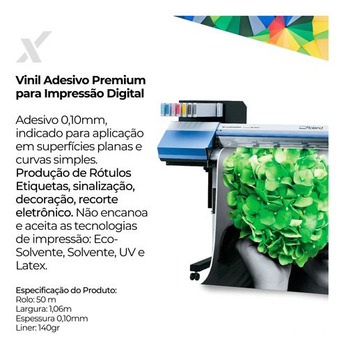 Rolo Vinil Adesivo Premium 0,10 Impressão Digital 1,06x50m - FIXCOM ...