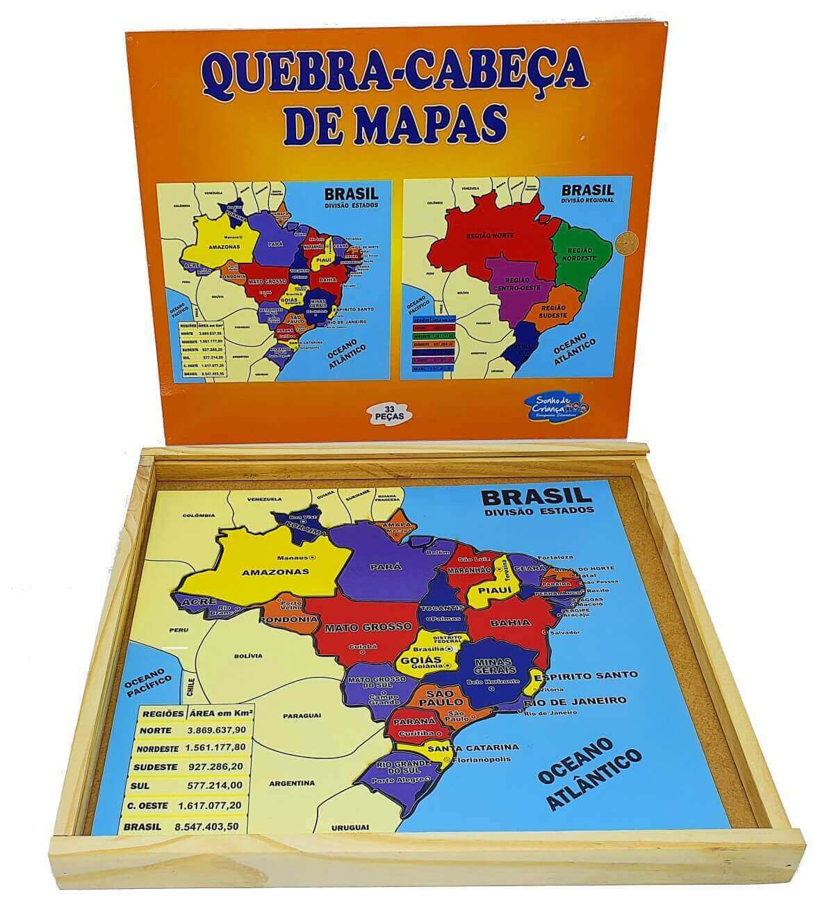 Jogo Quebra Cabeça Mapa do Brasil Pçs Sonho de Criança Papelaria de Brinquedo Brinquedo