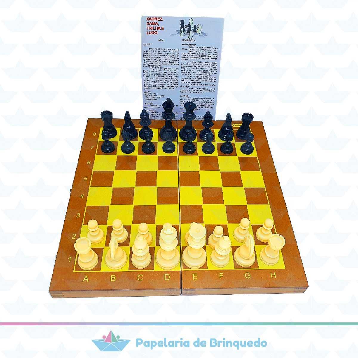 Jogo Xadrez Caixa Box Escolar Oficial Carimbras Grande - Papelaria