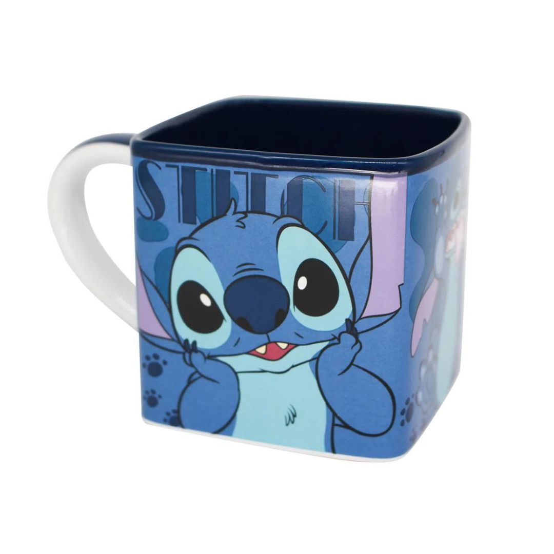 Caneca Porcelana Alça e interior colorido lilo e stitch