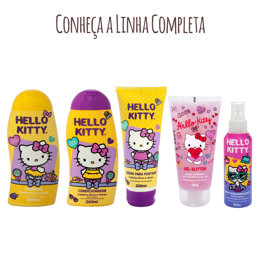 Kit Hello Kitty Infantil Todos os Tipos de Cabelo Spray Desembaraçante ...