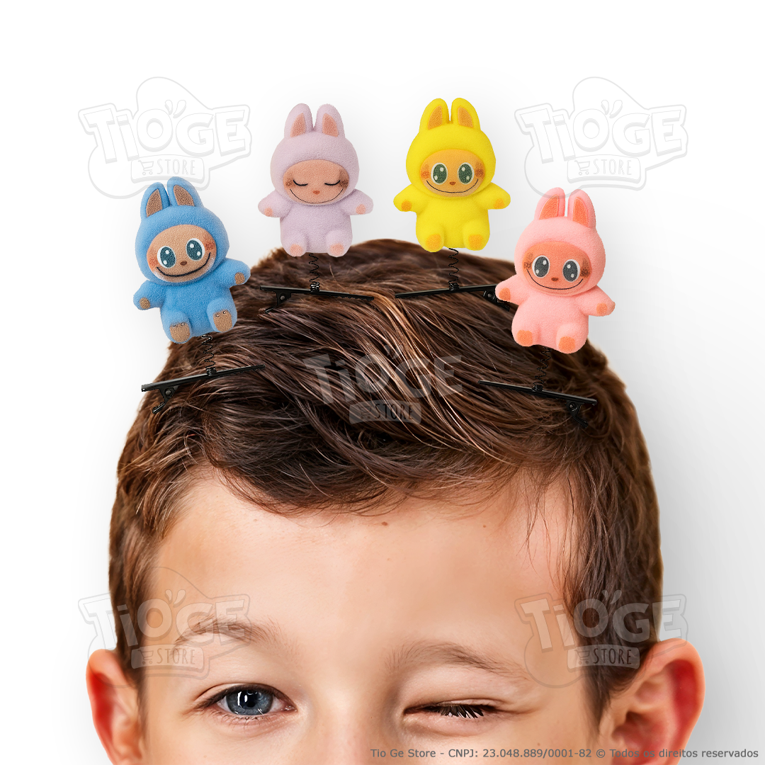 Presilhas Cabelo Maluco Labubu Bico de Pato Menina Menino Acessório ...