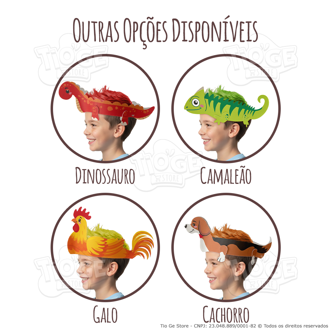 Cabelo Maluco Infantil Dinossauro Vermelho de EVA Fantasia Festa Escola ...