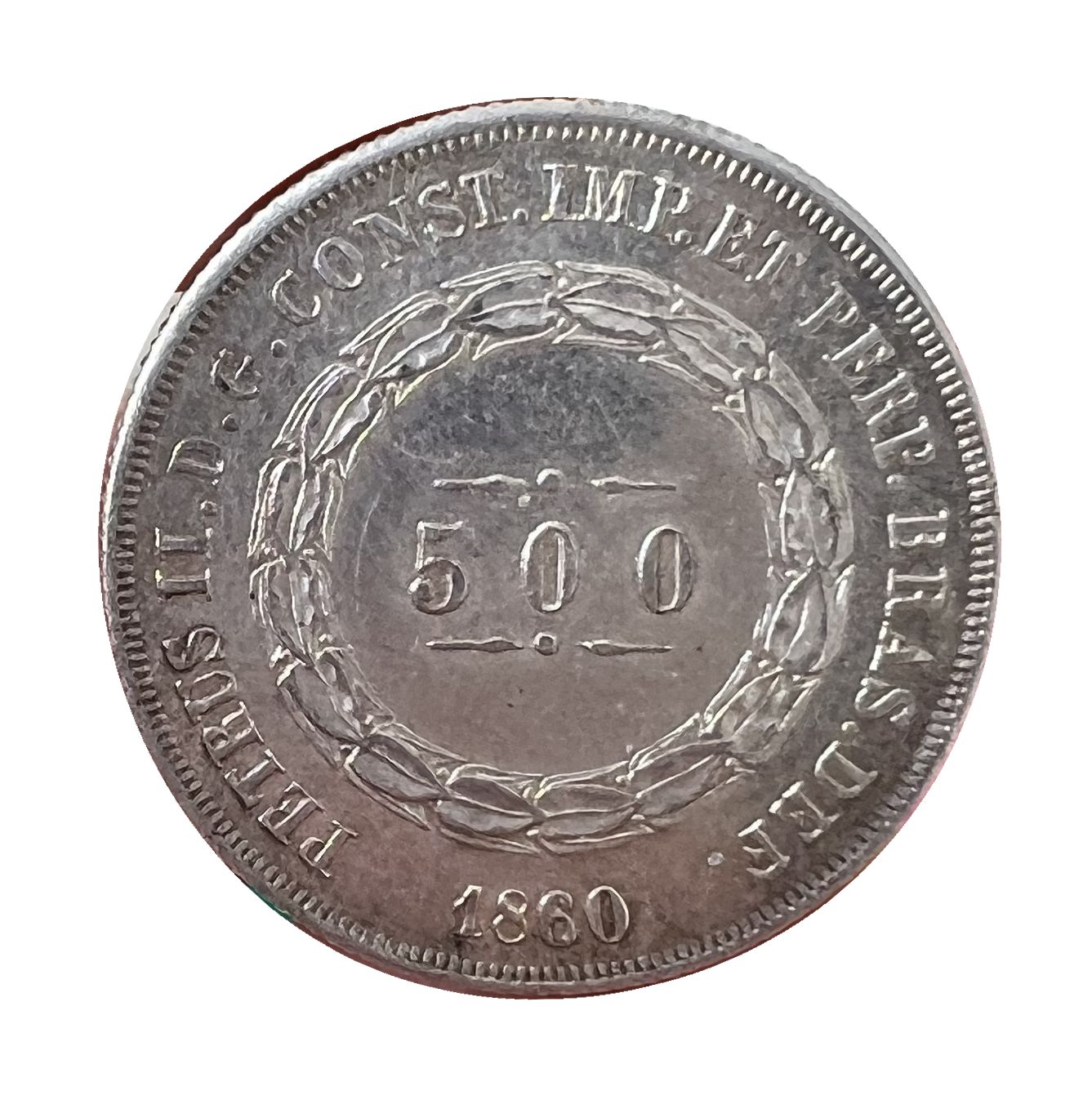 Numismática. Moeda de Prata do Brasil 500 Réis 1860 - Numismática