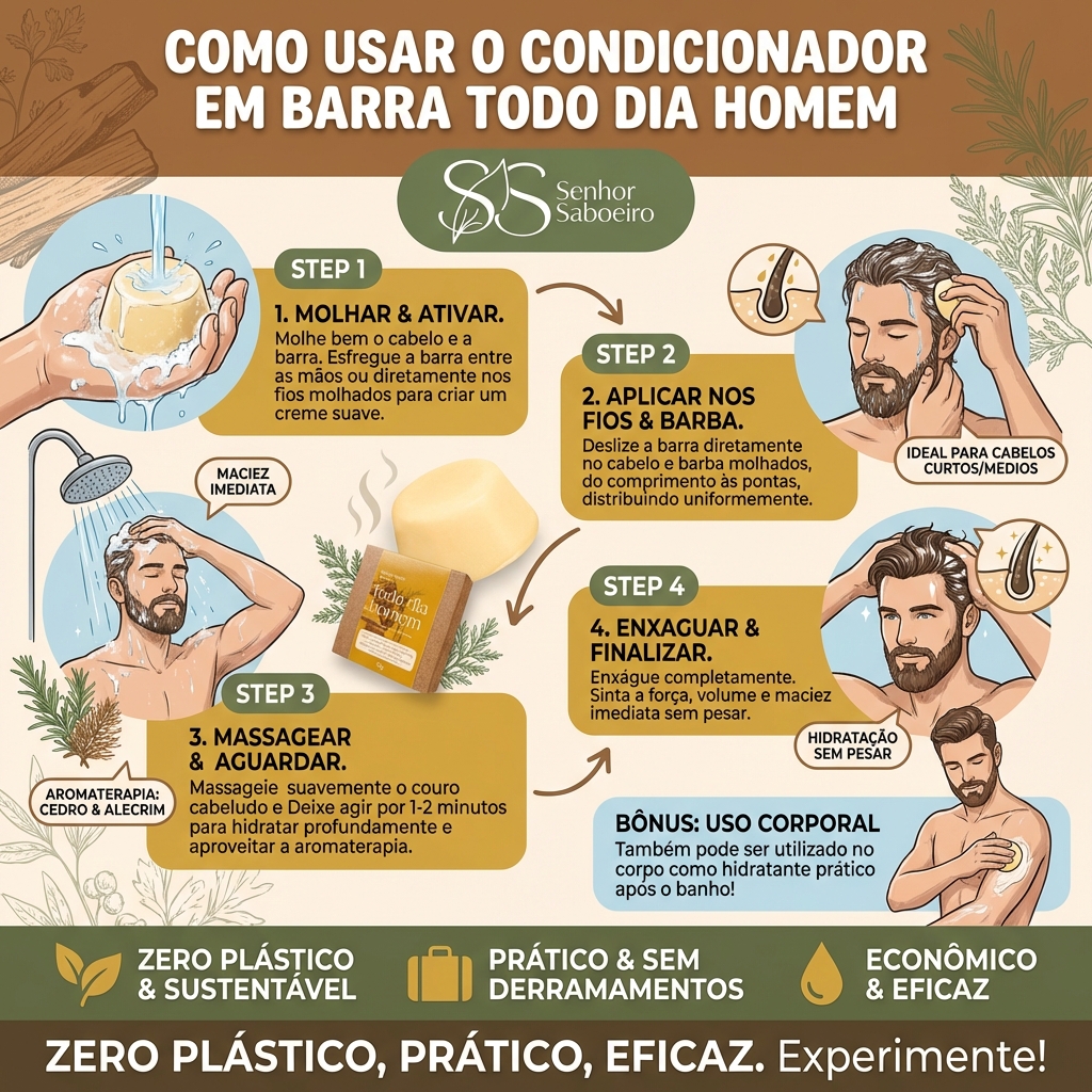 Condicionador Masculino - Volume, Brilho e Hidratação - Senhor Saboeiro