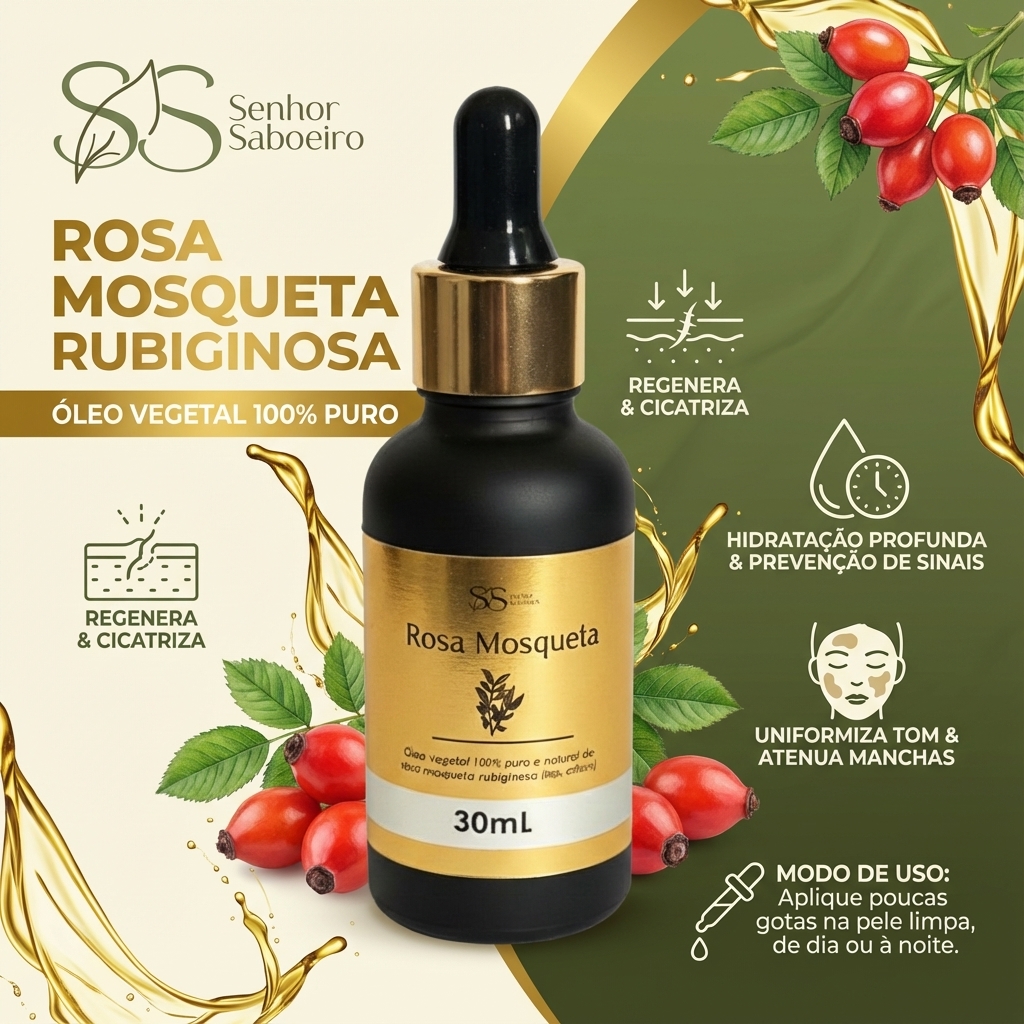 Óleo de Rosa Mosqueta Rubiginosa Chileno - 30mL - Senhor Saboeiro