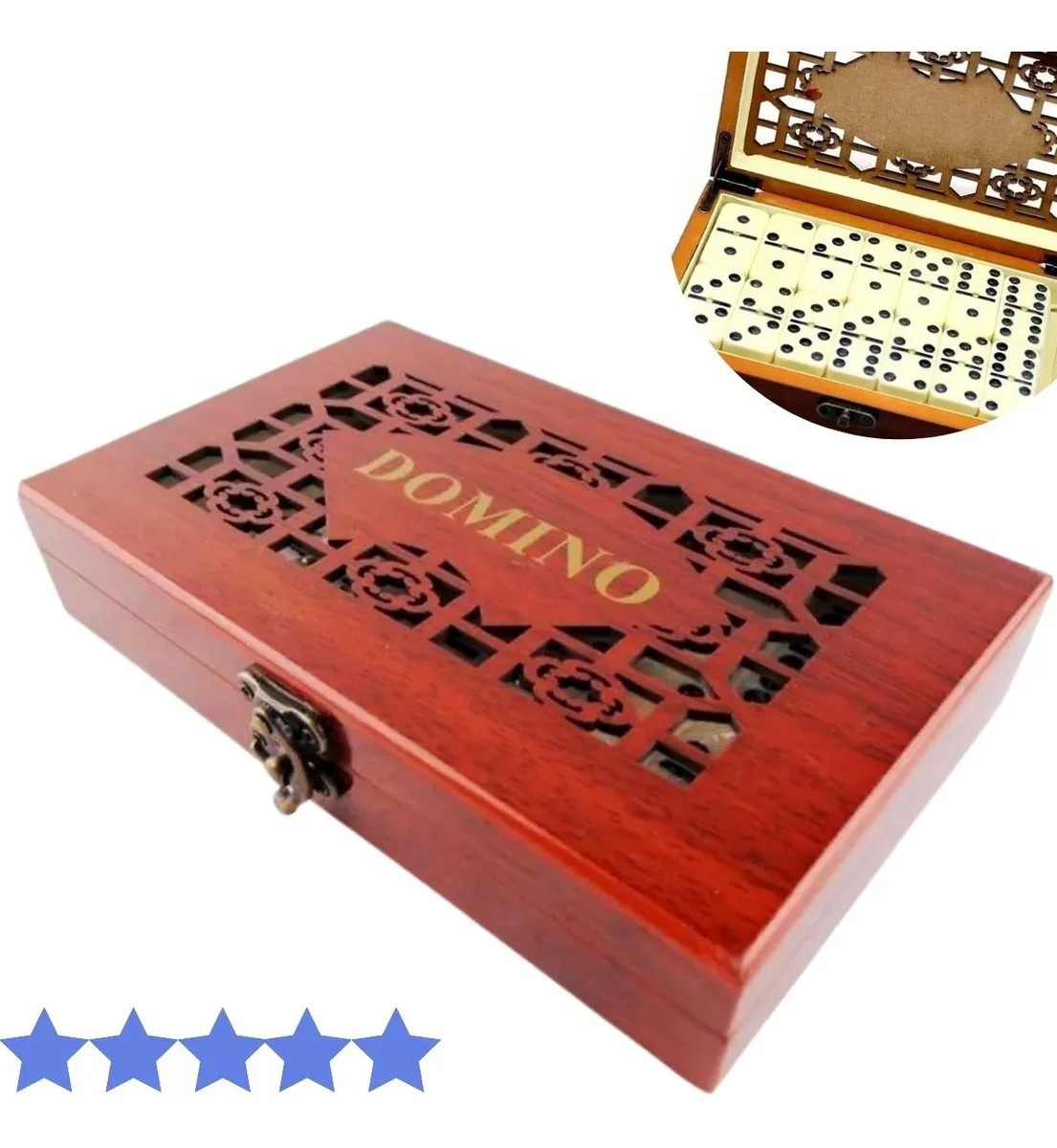 Jogo de Domino Profissional - 28 Peças + Caixa Luxo Madeira (BRINDE)