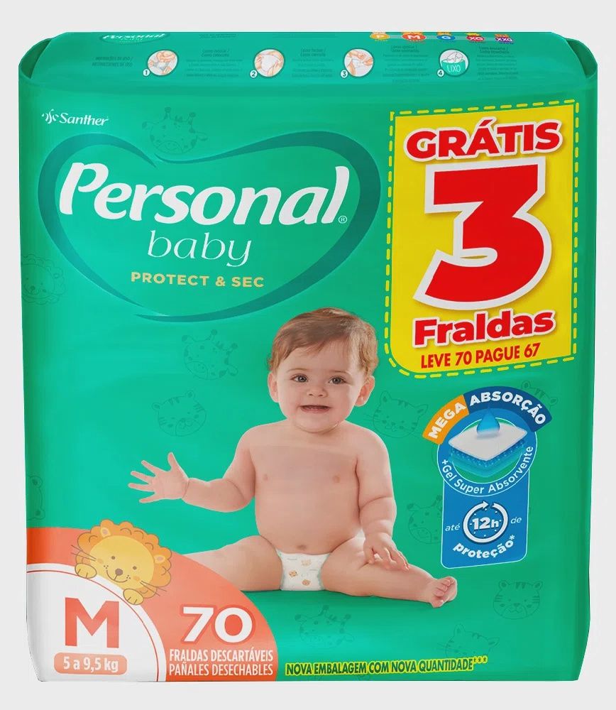 Fralda Personal Baby Mega - Tamanho P c/44 unidades