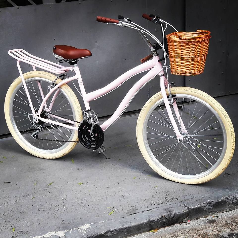 Bicicleta Feminina Retrô Rosa Rosê - Retrô Vintage Inspired Harley Antiga -  Kustom Bike - Bicicletas com Personalidade