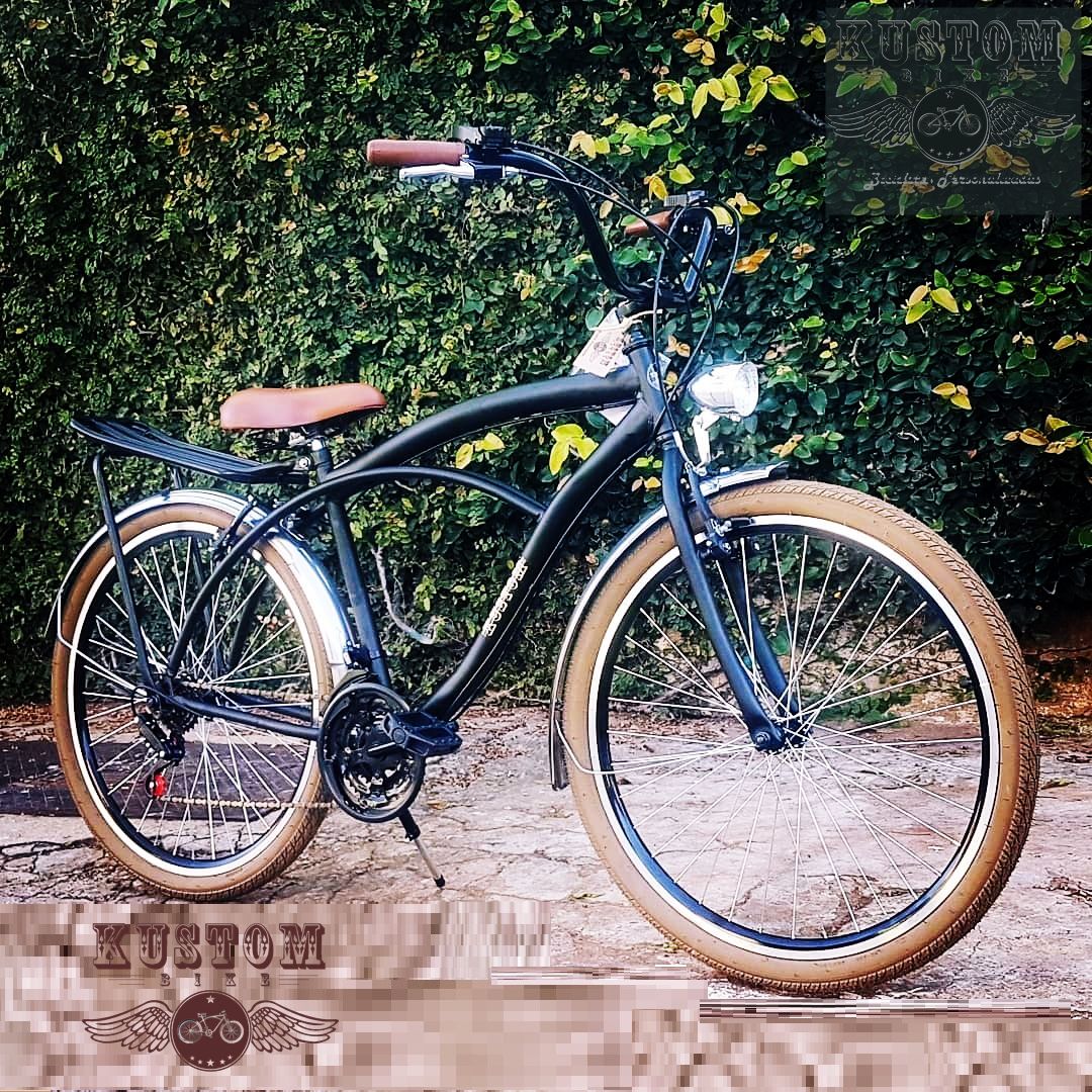 Bicicleta Retrô com Farol Vintage Aro 26 - Inspired Harley - Beach Bike  Praiana Caiçara Cruiser - Kustom Bike - Bicicletas com Personalidade