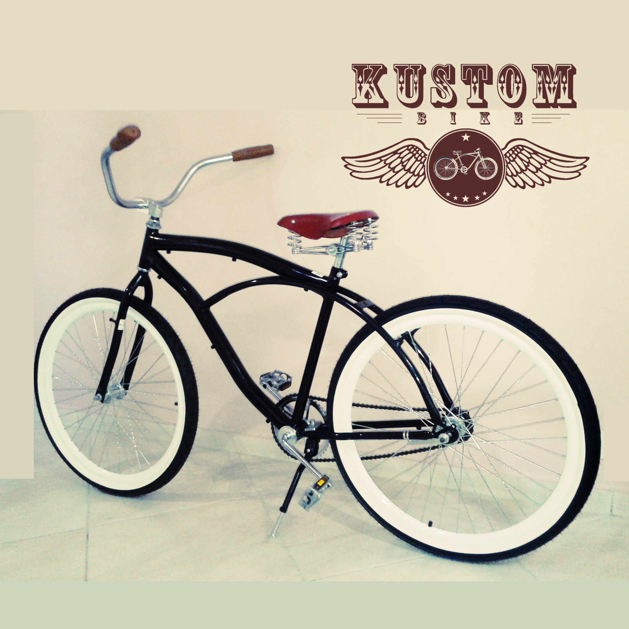 Bicicleta Retrô Inspired Harley - Vintage Antiga Selim 3 Molas Tipo Couro  Pneu Faixa Branca - Kustom Bike - Bicicletas com Personalidade