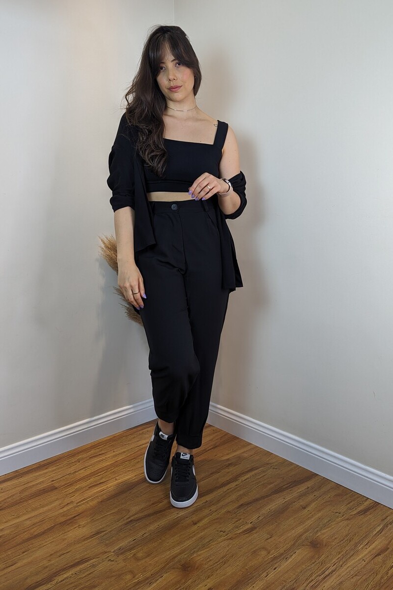 Calça cenoura com fechamento zíper no tornozelo - Clothes 4U