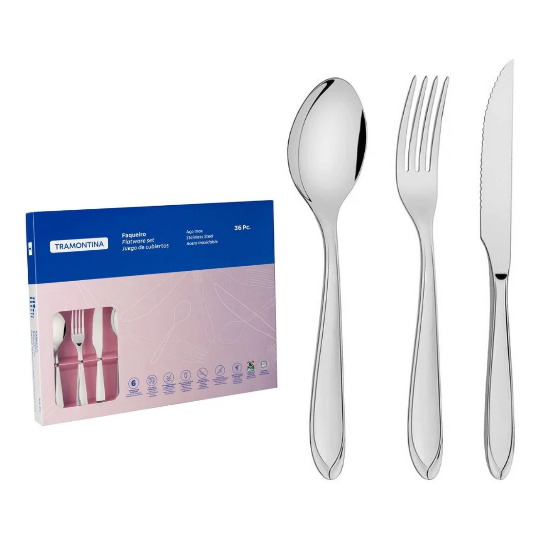 Kit 12X Garfo De Mesa Aço Inox Laguna Tramontina