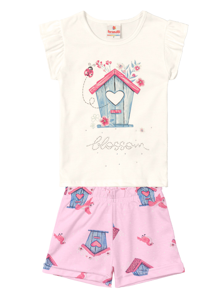 CONJUNTO BLUSA E SHORT CLOCHARD BRANDILI OFF WHITE - Clac Kids & Teens