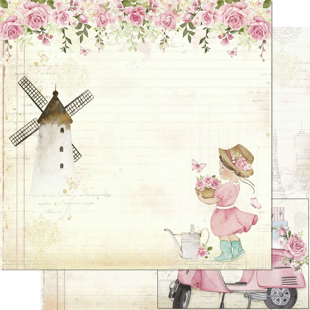 Papel para Scrapbook Litoarte Estampa Básica Xadrez Rosa e Branco