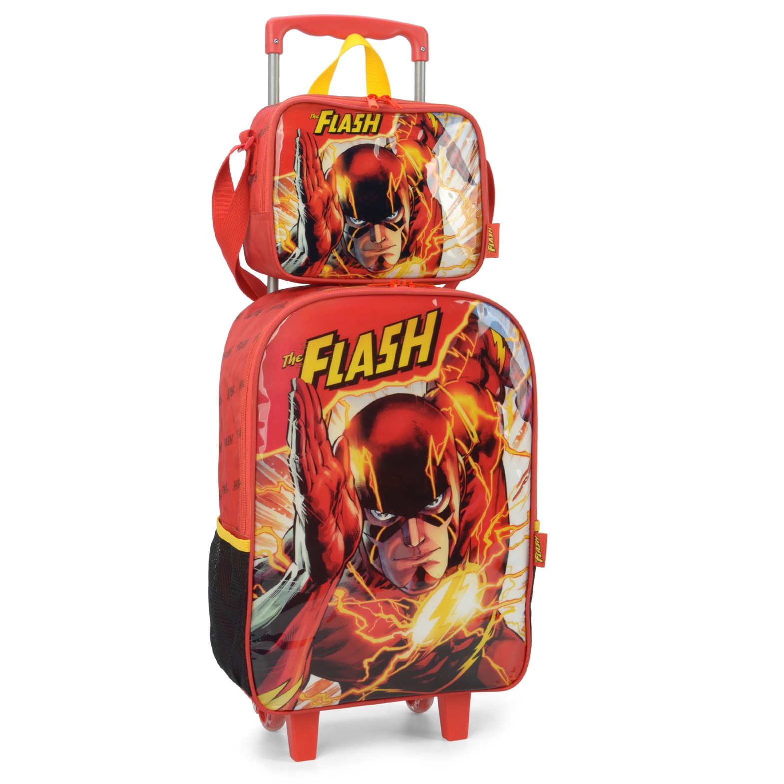 Kit Mochila de Rodinhas Lancheira Luxcel Flash Vermelho - Nuvem de Algodão