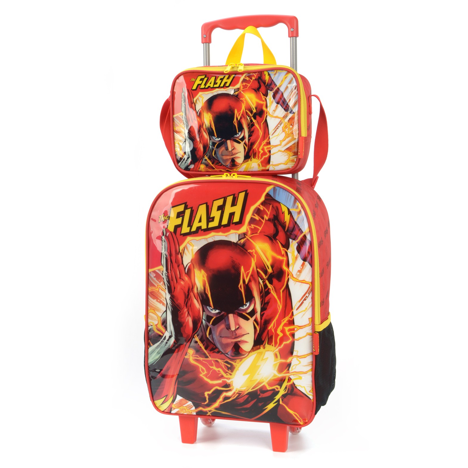Kit Mochila de Rodinhas Lancheira Luxcel Flash Vermelho - Nuvem de Algodão