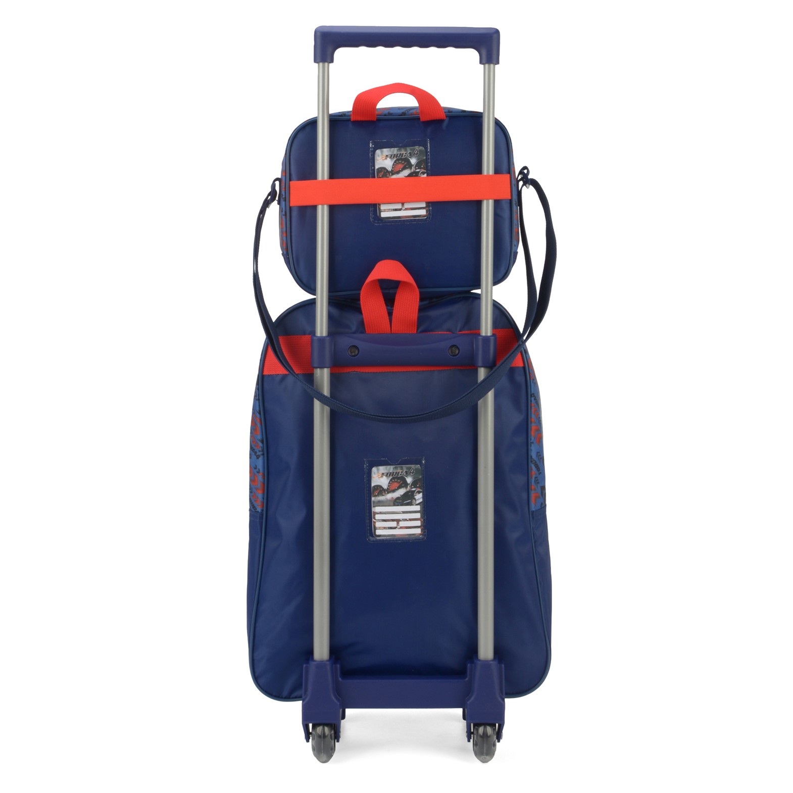 Kit Mochila Rodinhas Lancheira Luxcel Força 4 Azul - Nuvem de Algodão