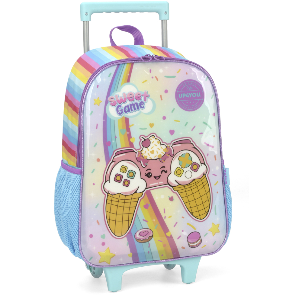 Kit Mochila de Rodinhas Lancheira Luxcel Up4You Game Azul - Nuvem de ...