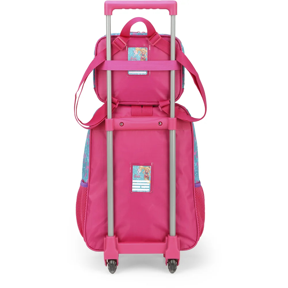 Kit Mochila de Rodinhas e Lancheira Luxcel Barbie Verde - Nuvem de Algodão