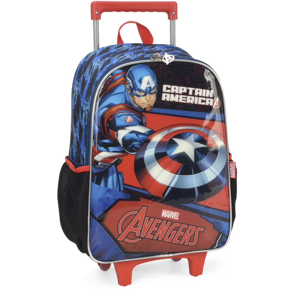 Kit Mochila de Rodinhas e Lancheira Luxcel Avengers Azul - Nuvem de Algodão