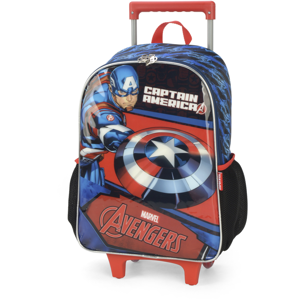 Kit Mochila de Rodinhas e Lancheira Luxcel Avengers Azul - Nuvem de Algodão