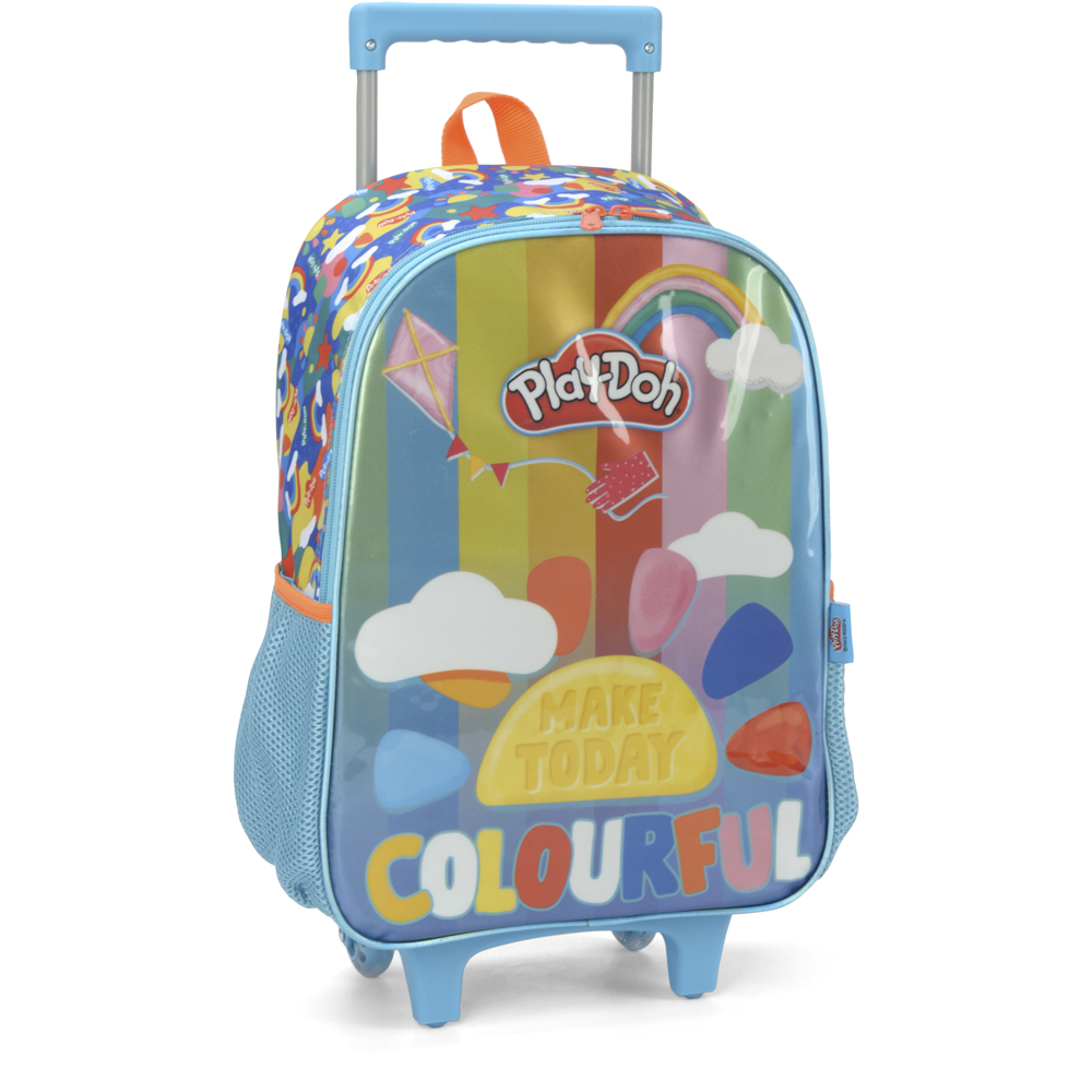 Kit Mochila de Rodinhas e Lancheira Luxcel Play Doh Azul - Nuvem de Algodão