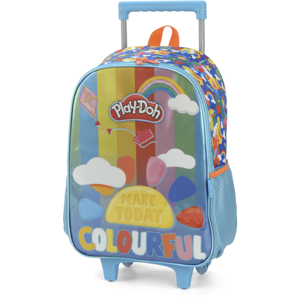 Kit Mochila de Rodinhas e Lancheira Luxcel Play Doh Azul - Nuvem de Algodão