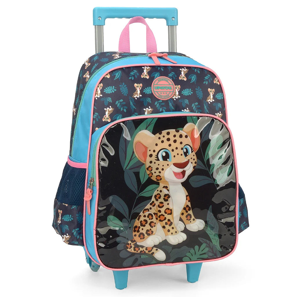 Kit Mochila de Rodinhas Lancheira Luxcel Up4You Onça Verde - Nuvem de ...