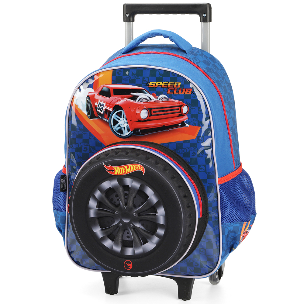 Kit Mochila de Rodinhas Lancheira Luxcel Hotwheels Azul - Nuvem de Algodão