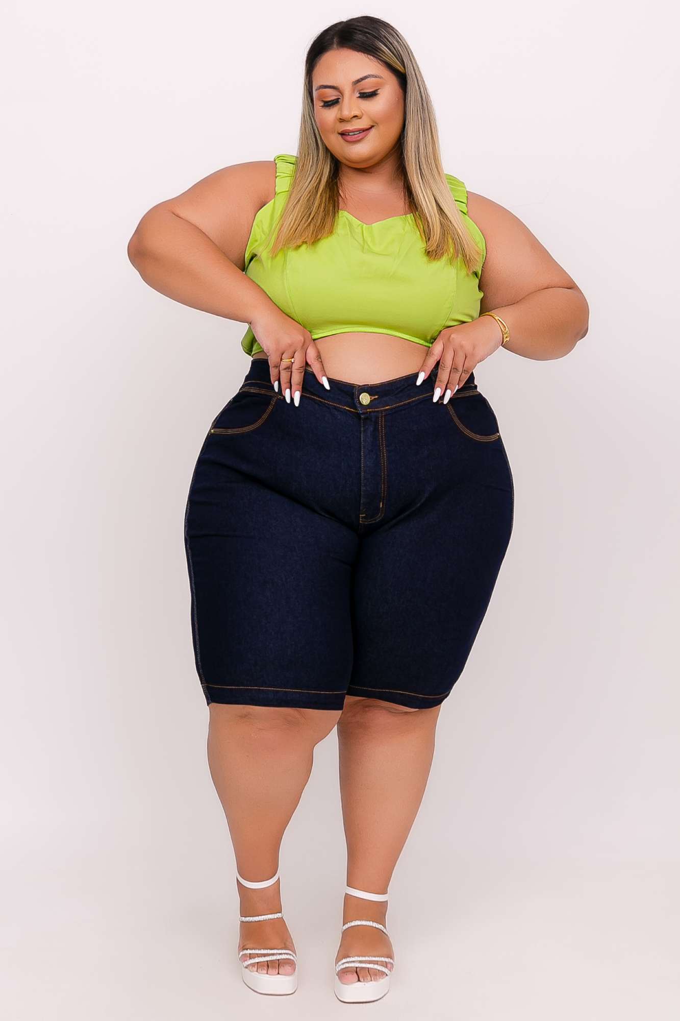 Bermuda ciclista plus size deals