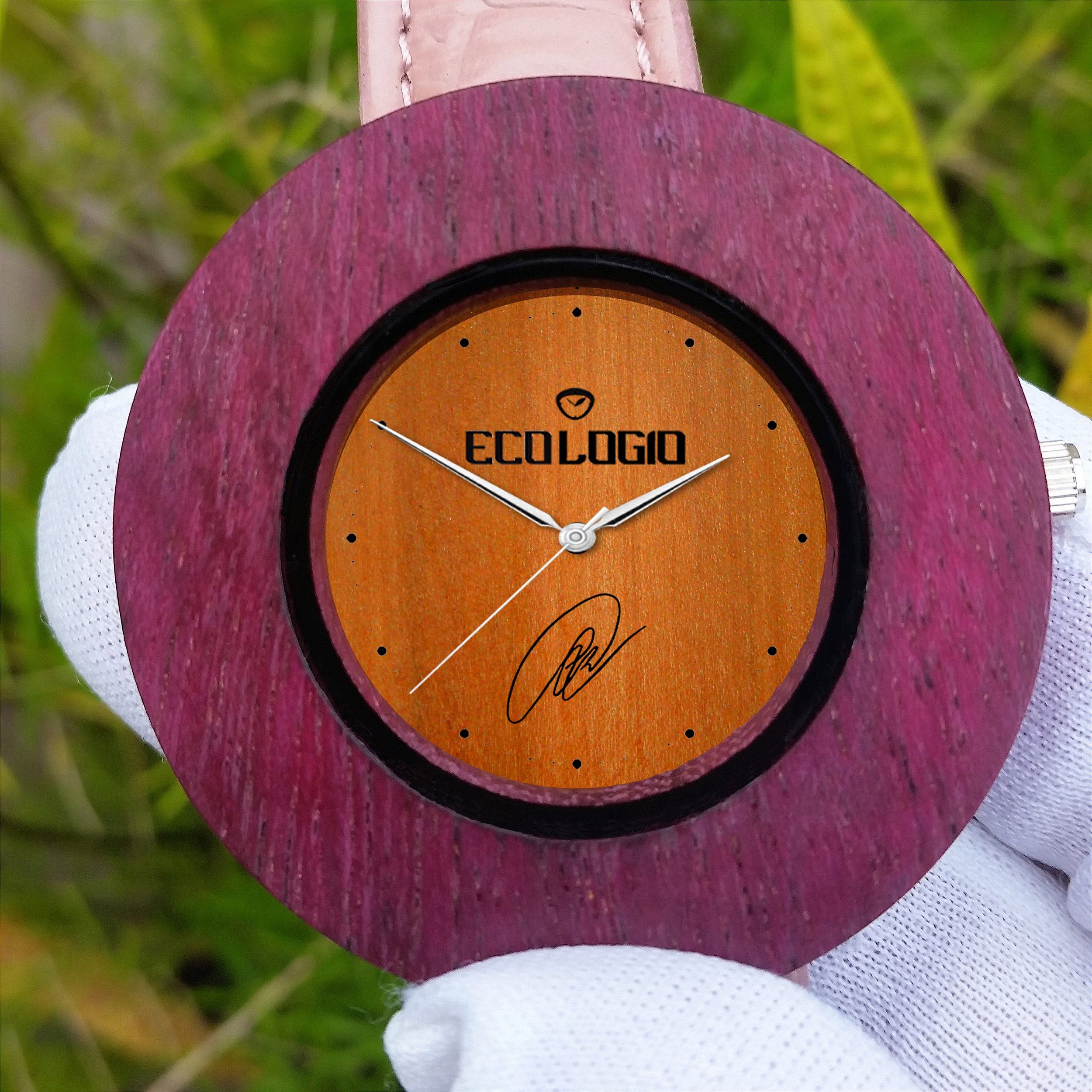 Relogio Natural Madeira Eco Purple - Luxo Sustentável - Relógio de