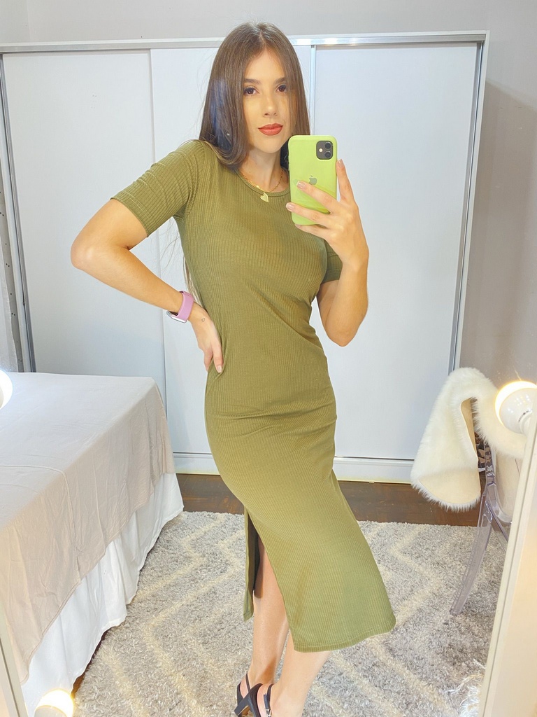 Vestido Midi Tubo Fenda