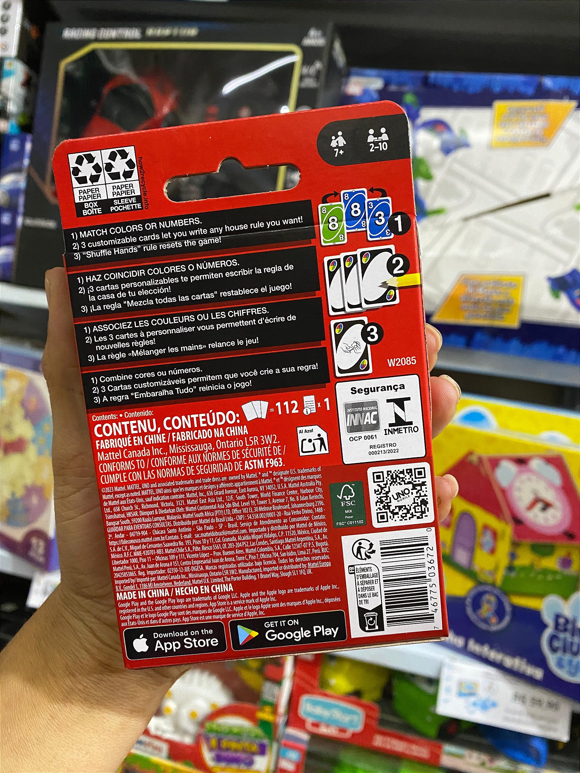 Jogo de Cartas Uno Original 112 Cartas Mattel - Palufe Presentes