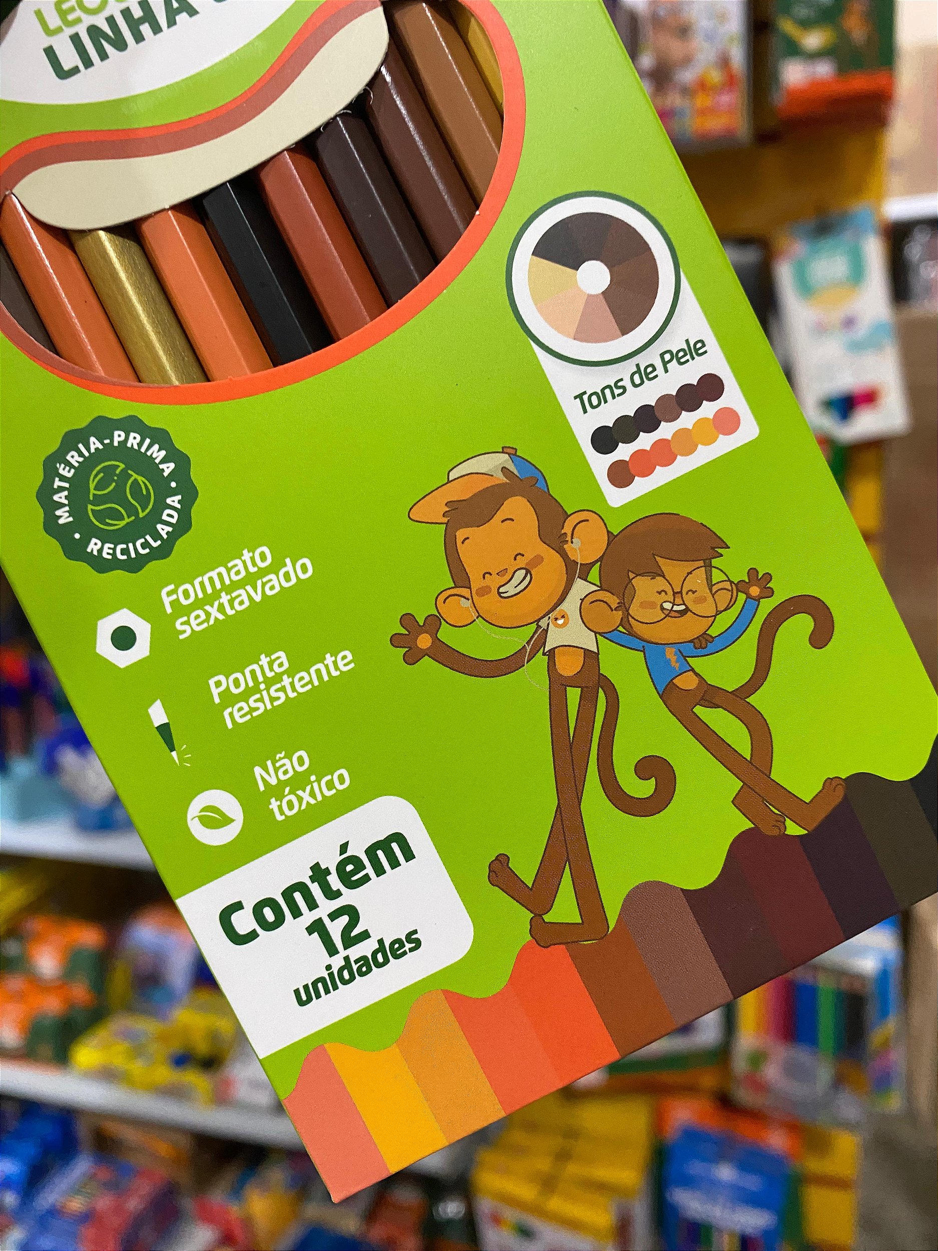 Lápis De Cor 12 Cores Tons de Pele Leo & Leo Sextavado Linha Eco