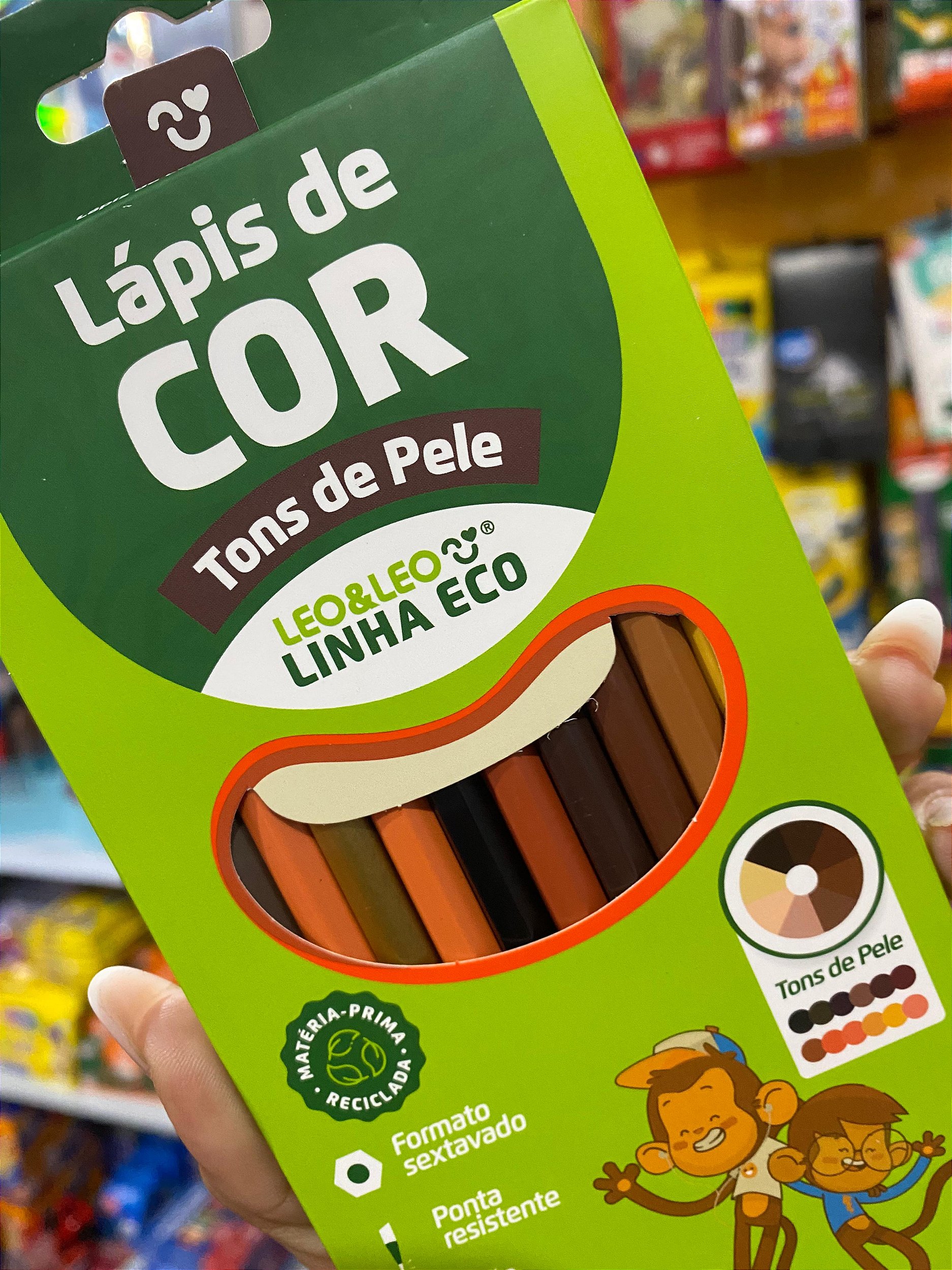 Lápis De Cor 12 Cores Tons de Pele Leo & Leo Sextavado Linha Eco