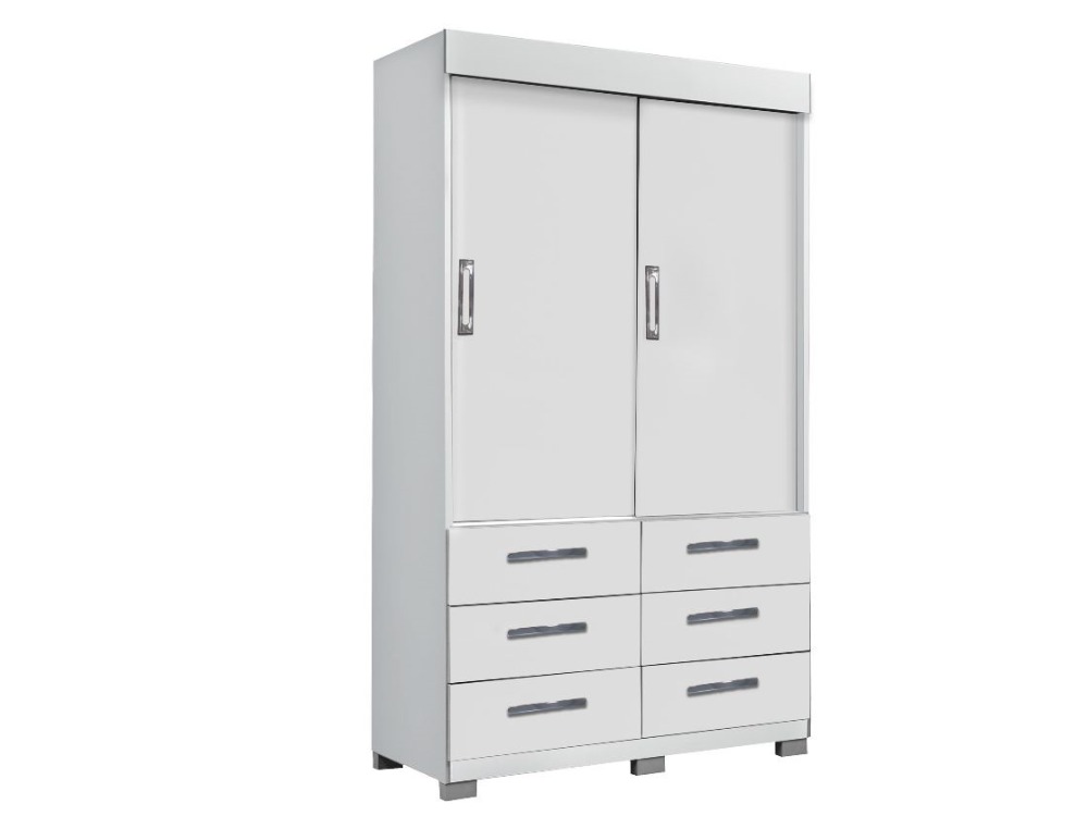 Roupeiro Búzios 2 portas de correr, espelho e 6 gavetas - Rud Rack ...