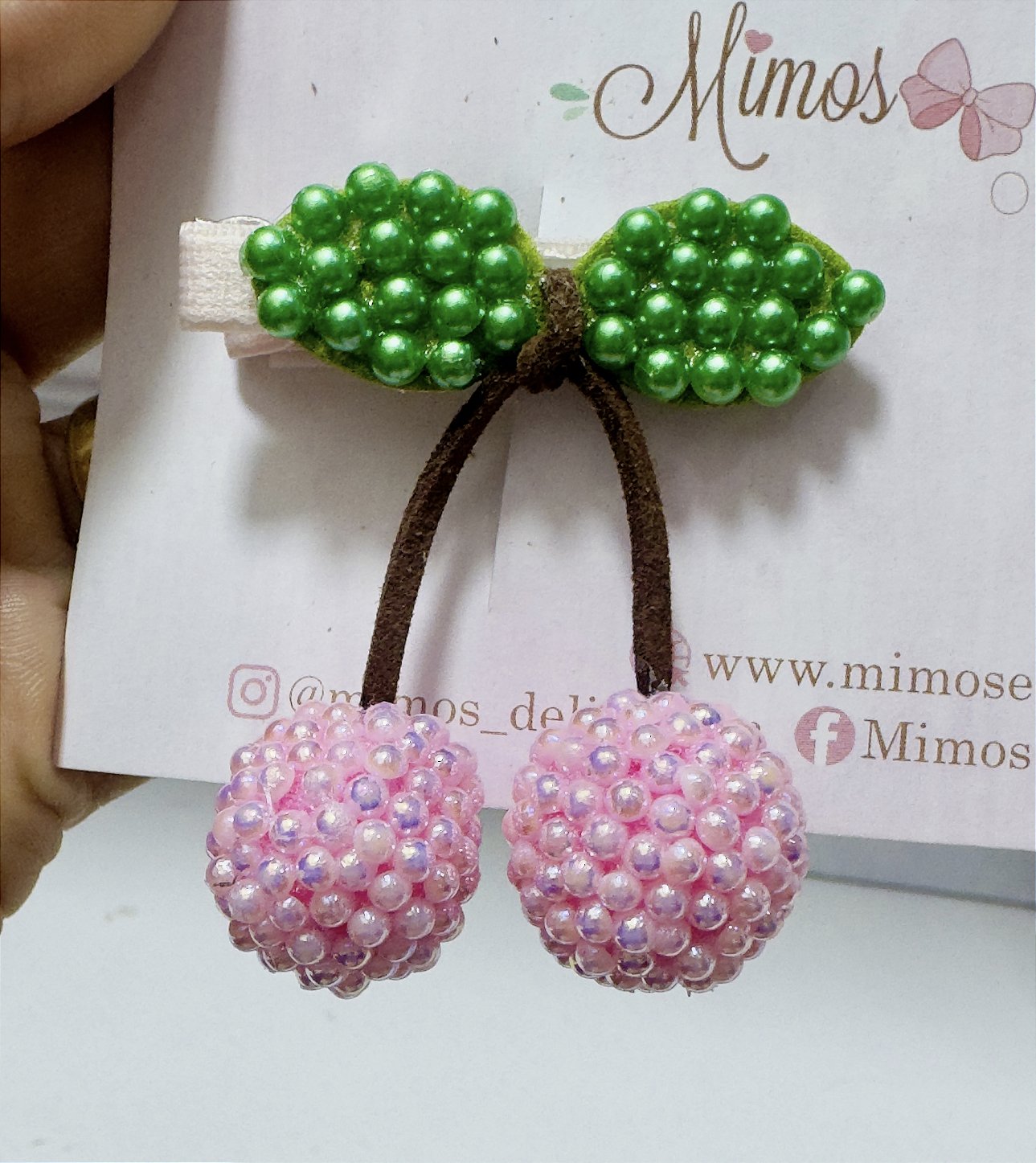 Par Lacinho Cereja Rosa - Mimos & Delicados