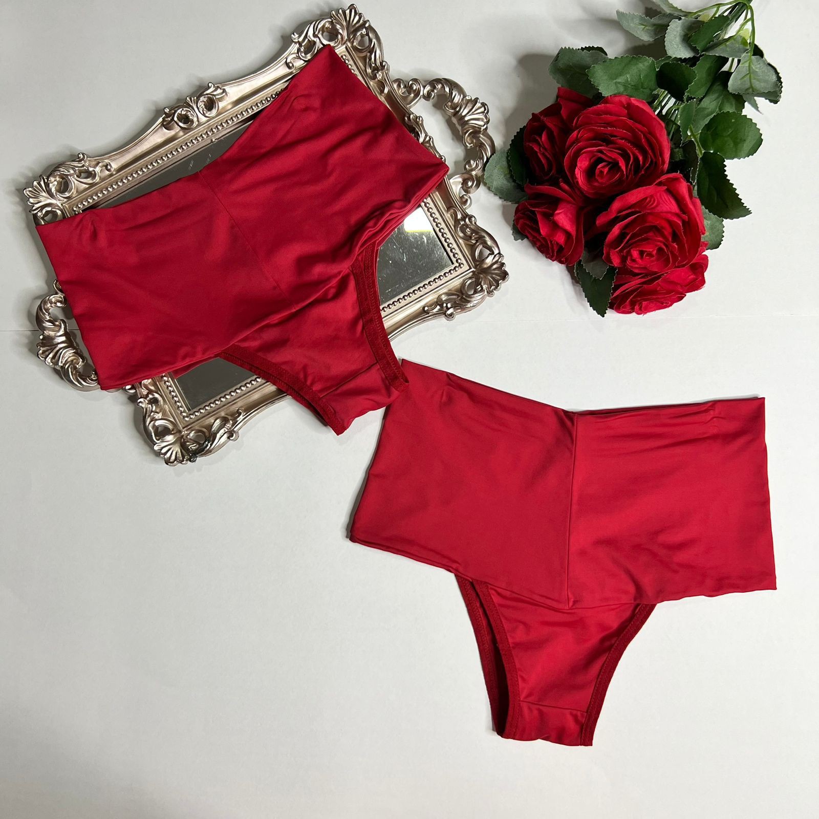 Calcinha Carrie Cos Alto Tradicional Vermelho Claro - Linda Moreira