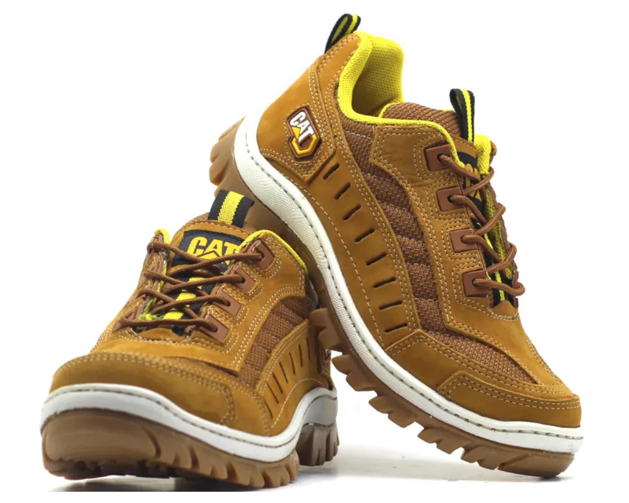 Bota Coturno Caterpillar Adventure Couro Legítimo + Palmilhas Gel. Unissex.  (34, Amarelo) : : Moda