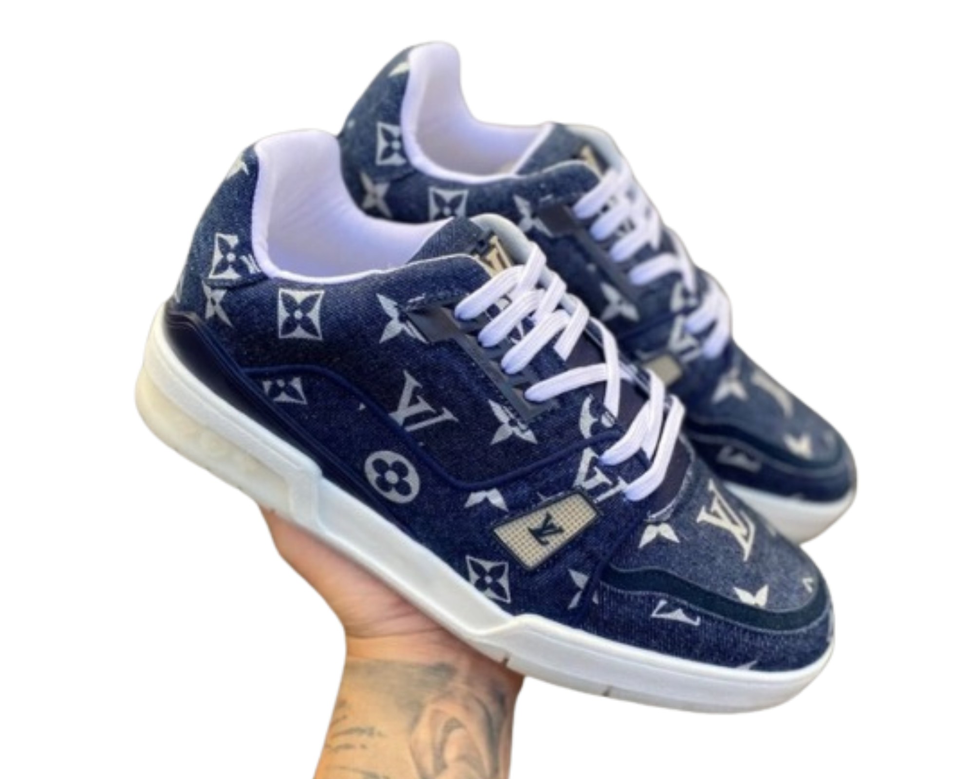 Tênis Masculino Louis Vuitton Sneaker Trainer Jeans - MAGAZINE