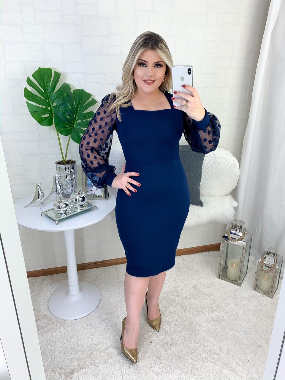 Vestido justo azul marinho 2025